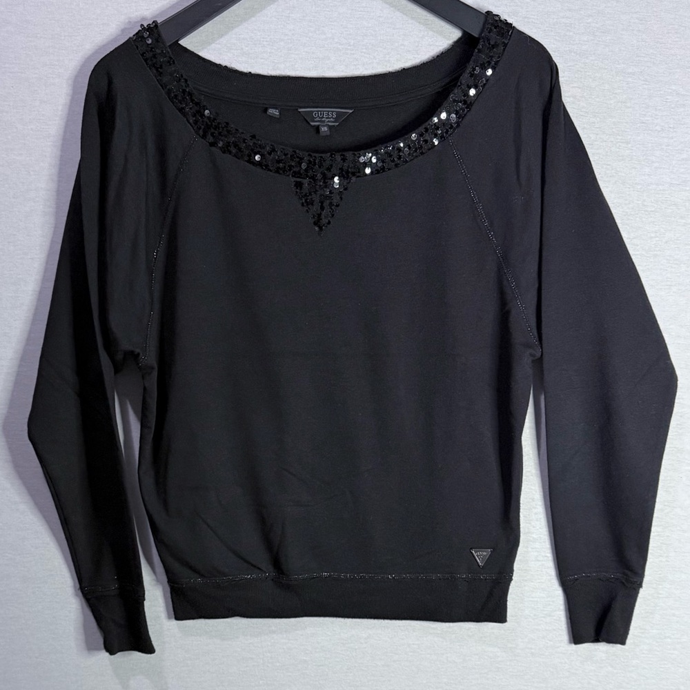 GUESS Black Longsleeve Sweater with Sequin Detail
